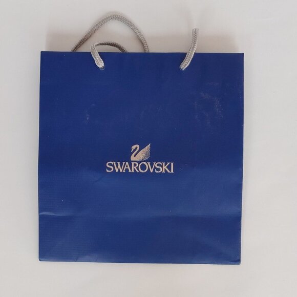 SWAROVSKI Crystal Shopper Tote Blue Bag Silver Rope Handle - Picture 1 of 4